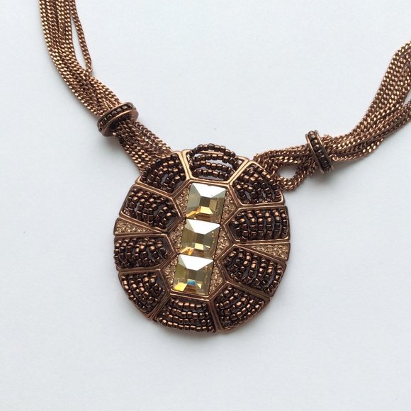 Givenchy Large Bronzed Tribal Pendant Necklace - Picture 1 of 5